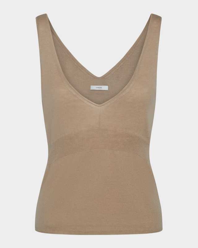 V-Neck Wool-Cashmere Tank Top